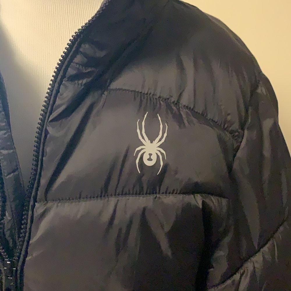 Spyder black polyester hooded quilted coat, small - Picture 3 of 15